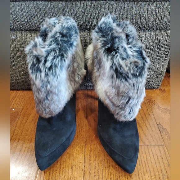 Via Spiga Vero Cucio Faux Fur High Heels Leather Boots Sz 11 - Picture 4 of 11